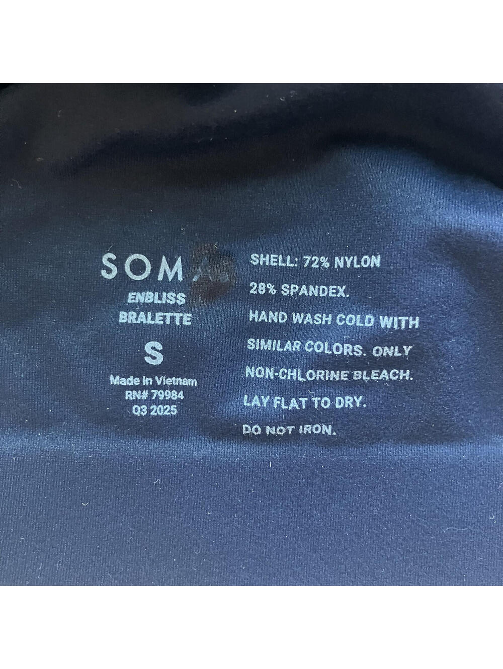 Soma Enbliss Bralette Navy Blue Comfort Wireless Removable Pads Small - Picture 4 of 5